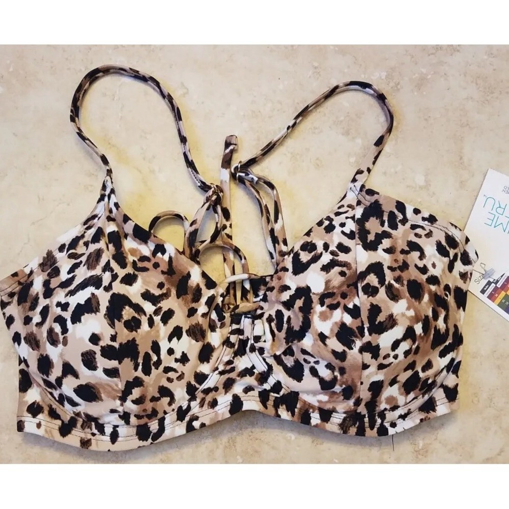 Time and Tru Underwired Bikini Swimsuit Top Leopard Print size‎ M (8-10) NEW